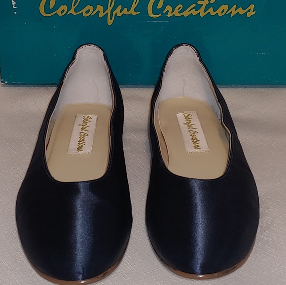 Colorful Creations Navy Blue Satin Shoes, Sz. 6.5B - Picture 3 of 5